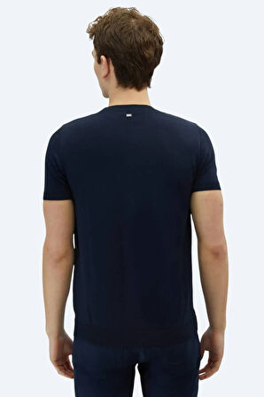 Kip Erkek Bisiklet Yaka Düz Örgü Triko TRK-1572 Lacivert