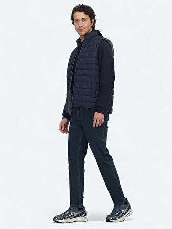 Koyu Mint Regular Fit Dik Yaka Casual Dokuma Spor Yelek