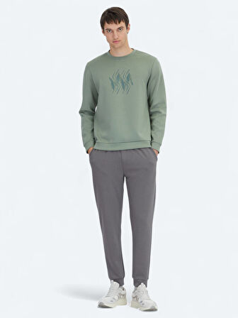 Mint Bisiklet Yaka Desenli Sweatshırt