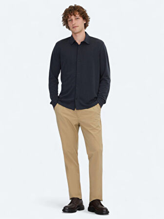 Siyah Düz Regular Fit Casual Gömlek
