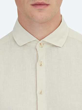 Sarı Düz Regular Fit Dokuma Casual Pamuk Karışımlı Gömlek