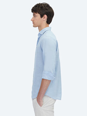 Mavi Düz Regular Fit Dokuma Casual Pamuk Karışımlı Gömlek