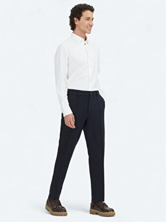 Lacivert Dokuma Jogging Fit Casual Pamuk Karışımlı Pantolon