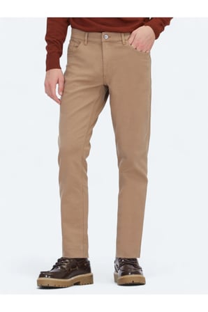 Vizon Dokuma Slim Fit Casual Pamuk Karışımlı Pantolon
