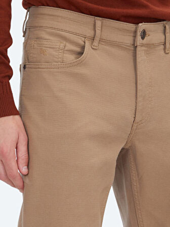 Vizon Dokuma Slim Fit Casual Pamuk Karışımlı Pantolon