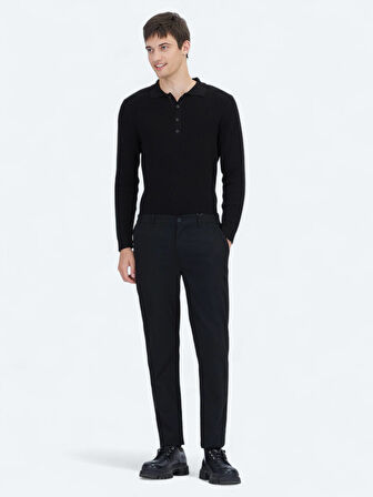 Siyah Dokuma Jogging Fit Casual Pantolon