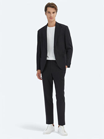 Siyah Desenli Modern Fit Takım Elbise