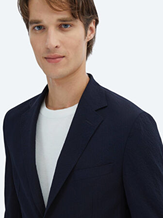 Lacivert Desenli Modern Fit Takım Elbise