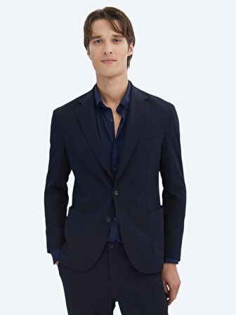 Lacivert Desenli Modern Fit Takım Elbise