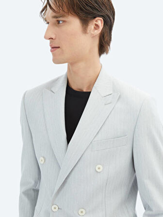 Açık Gri Düz Modern Fit Takım Elbise