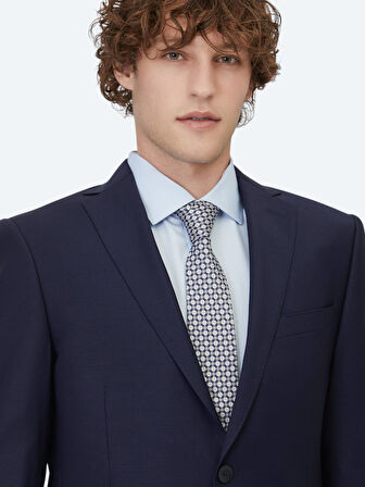 Saks Düz Regular Fit Yün Karışımlı Takım Elbise