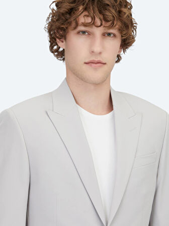 Açık Gri Düz Slim Fit Takım Elbise