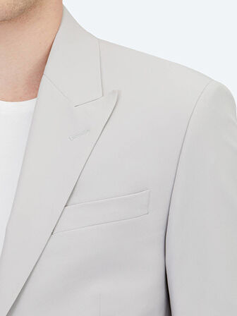 Açık Gri Düz Slim Fit Takım Elbise