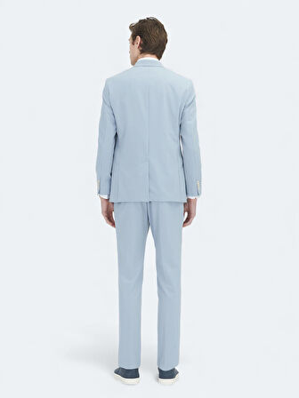 Mavi Düz Slim Fit Takım Elbise