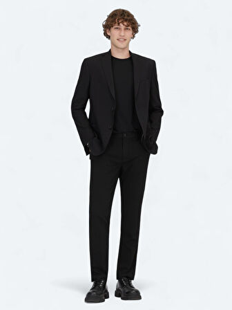 Siyah Desenli Regular Fit Ceket
