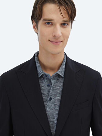 Siyah Desenli Modern Fit Ceket