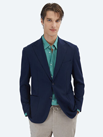 Lacivert Desenli Modern Fit Ceket