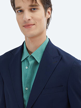 Lacivert Desenli Modern Fit Ceket