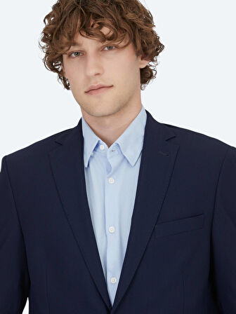 Lacivert Desenli Regular Fit Ceket