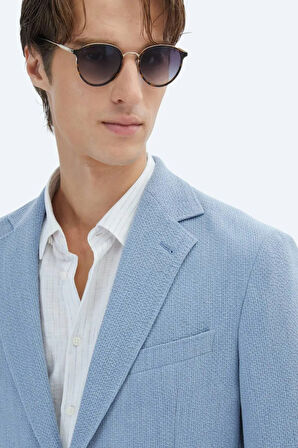 Kip Erkek Desenli Modern Fit Ceket CK-2716 Mavi