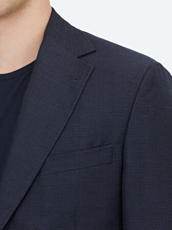 Açık Lacivert Düz Modern Fit Yün Karışımlı Ceket