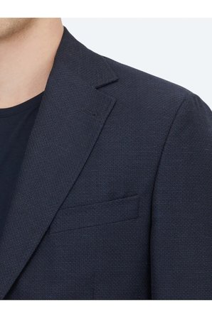 Açık Lacivert Düz Modern Fit Yün Karışımlı Ceket