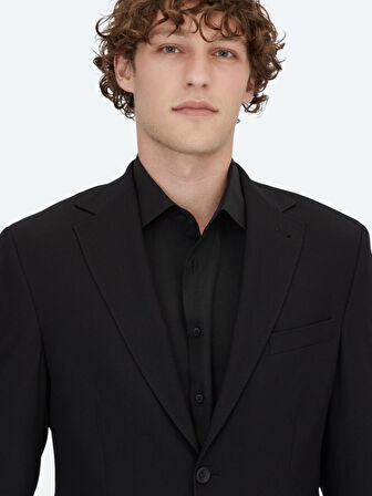 Siyah Desenli Modern Fit Ceket