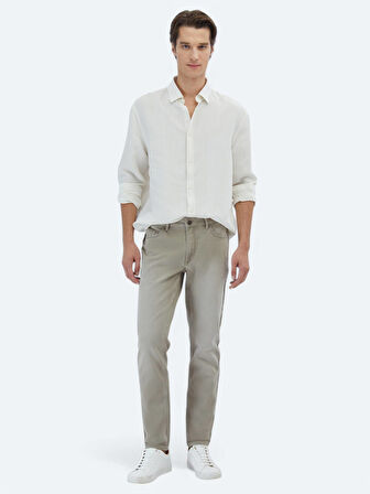 Safran Çizgili Oversize Fit Dokuma Casual Gömlek