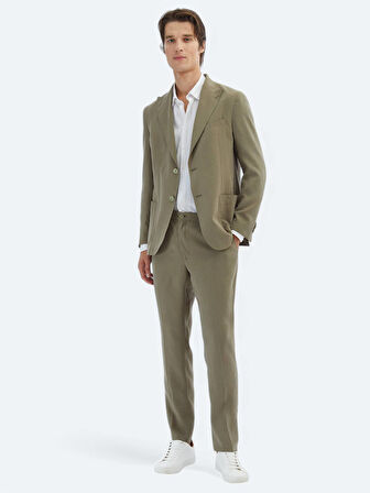 Haki Düz Comfort Fit Takım Elbise