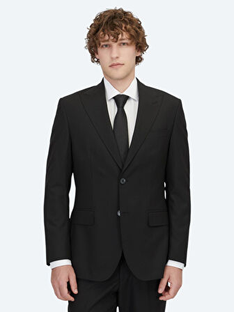 Siyah Çizgili Modern Fit Takım Elbise