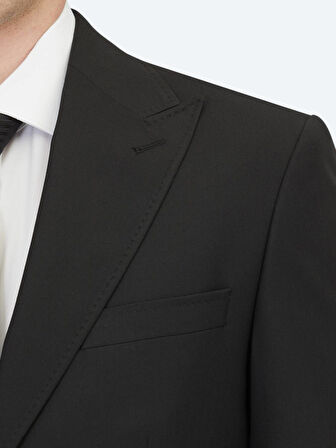 Siyah Çizgili Modern Fit Takım Elbise