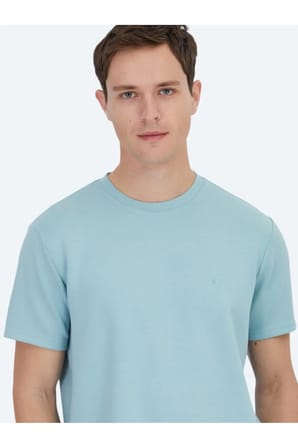 Mint Düz Bisiklet Yaka T-Shirt