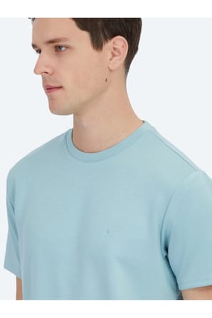Mint Düz Bisiklet Yaka T-Shirt