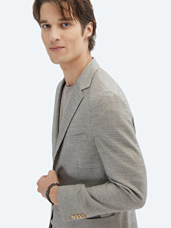 Kahverengi Desenli Modern Fit Ceket