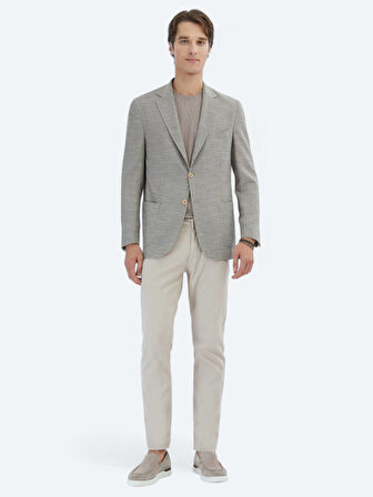 Kahverengi Desenli Modern Fit Ceket