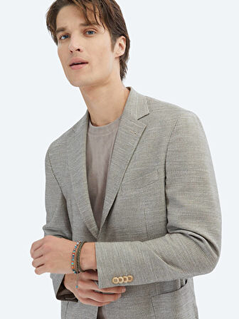 Kahverengi Desenli Modern Fit Ceket