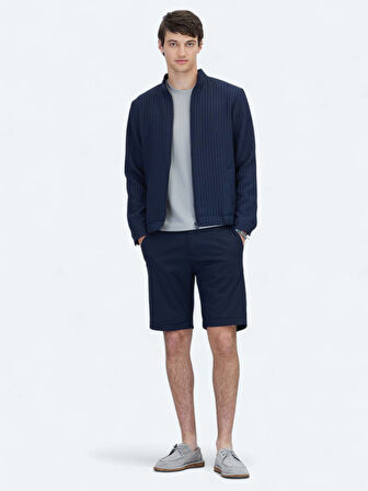 Lacivert Regular Fit Casual Dokuma Mont