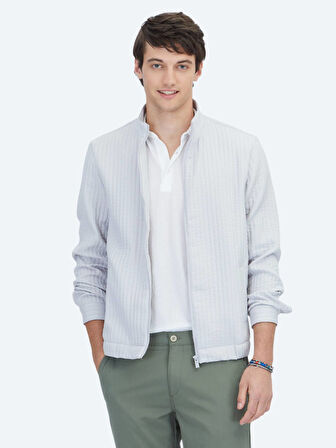 Gri Regular Fit Casual Dokuma Mont