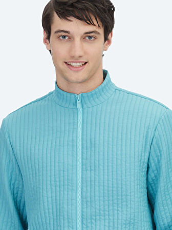 Nil Yeşili Regular Fit Casual Dokuma Mont