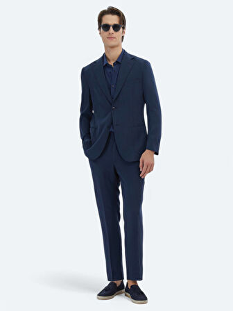 Lacivert Desenli Modern Fit Takım Elbise