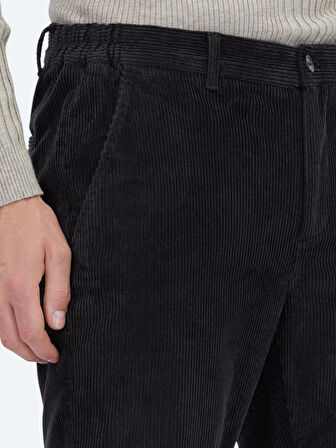 Koyu Gri Fitilli Dokuma Jogging Fit Kadife Casual Pamuk Karışımlı Pantolon