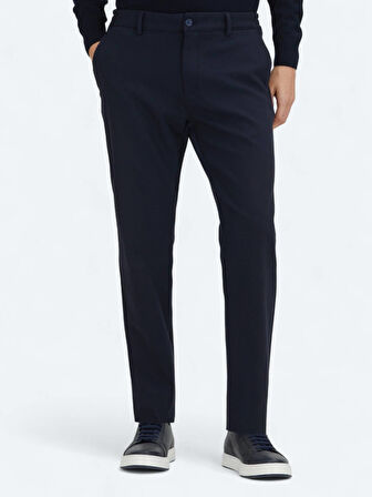 Lacivert Teknik Casual Pamuk Karışımlı Pantolon