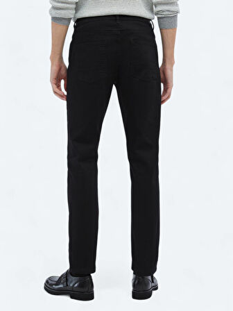 Siyah Slim Fit Denim Pamuk Karışımlı Pantolon