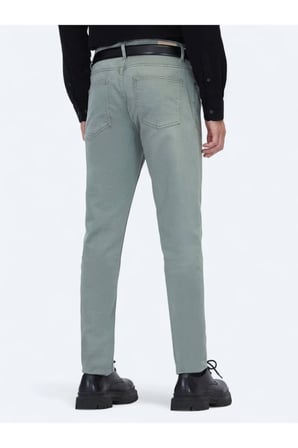 Açık Haki Slim Fit Denim Pamuk Karışımlı Pantolon