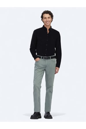 Açık Haki Slim Fit Denim Pamuk Karışımlı Pantolon
