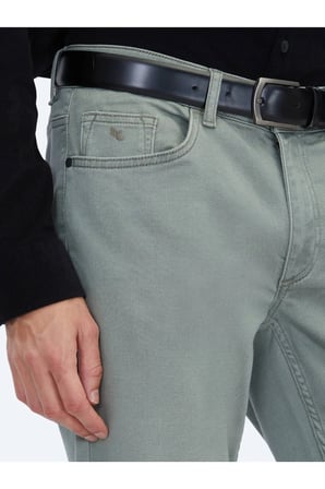 Açık Haki Slim Fit Denim Pamuk Karışımlı Pantolon