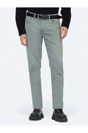 Açık Haki Slim Fit Denim Pamuk Karışımlı Pantolon