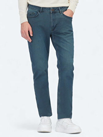 Petrol Slim Fit Denim Pamuk Karışımlı Pantolon