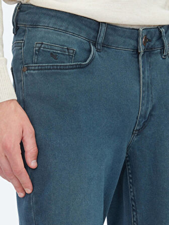 Petrol Slim Fit Denim Pamuk Karışımlı Pantolon