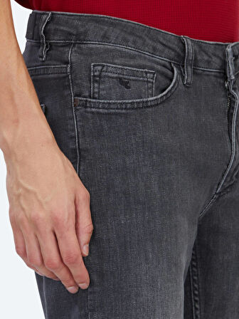 Gri Slim Fit Denim Pamuk Karışımlı Pantolon